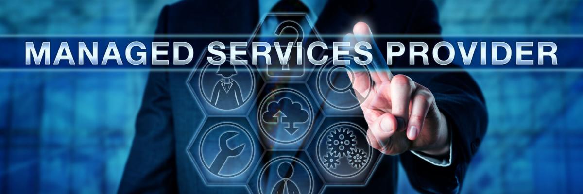 businessperson touching Managed Service Provider on screen
