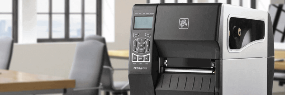 Close up of a thermal barcode printer