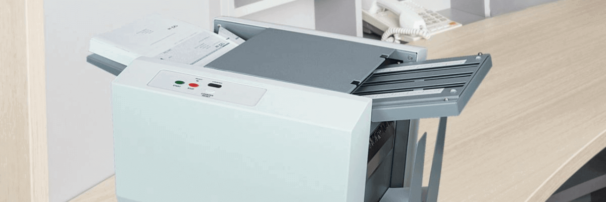 close up of finishing and mailing machine